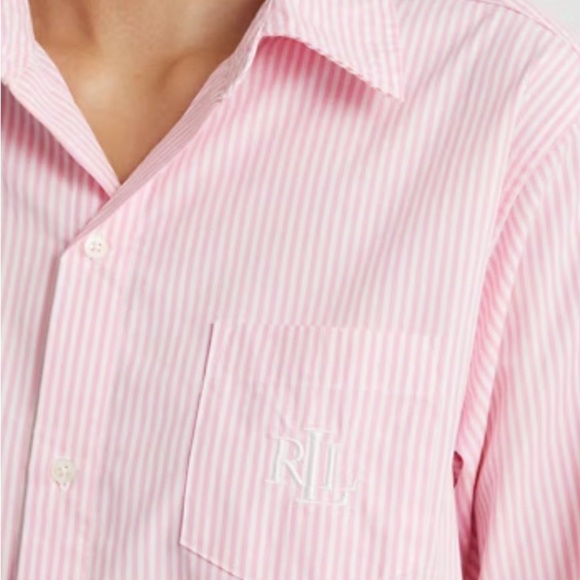 Pink Striped Women's Sleep Shirt Size L - Picture 4 of 10